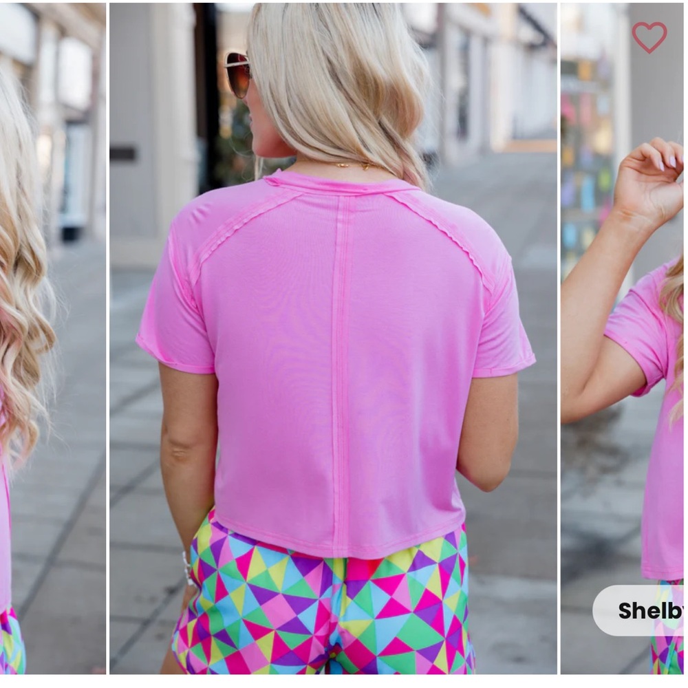Pink Cropped Tee - Picture 4 of 4